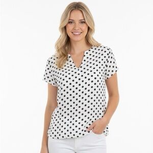 41 Hawthorn by stitchfix white & black polka dot top